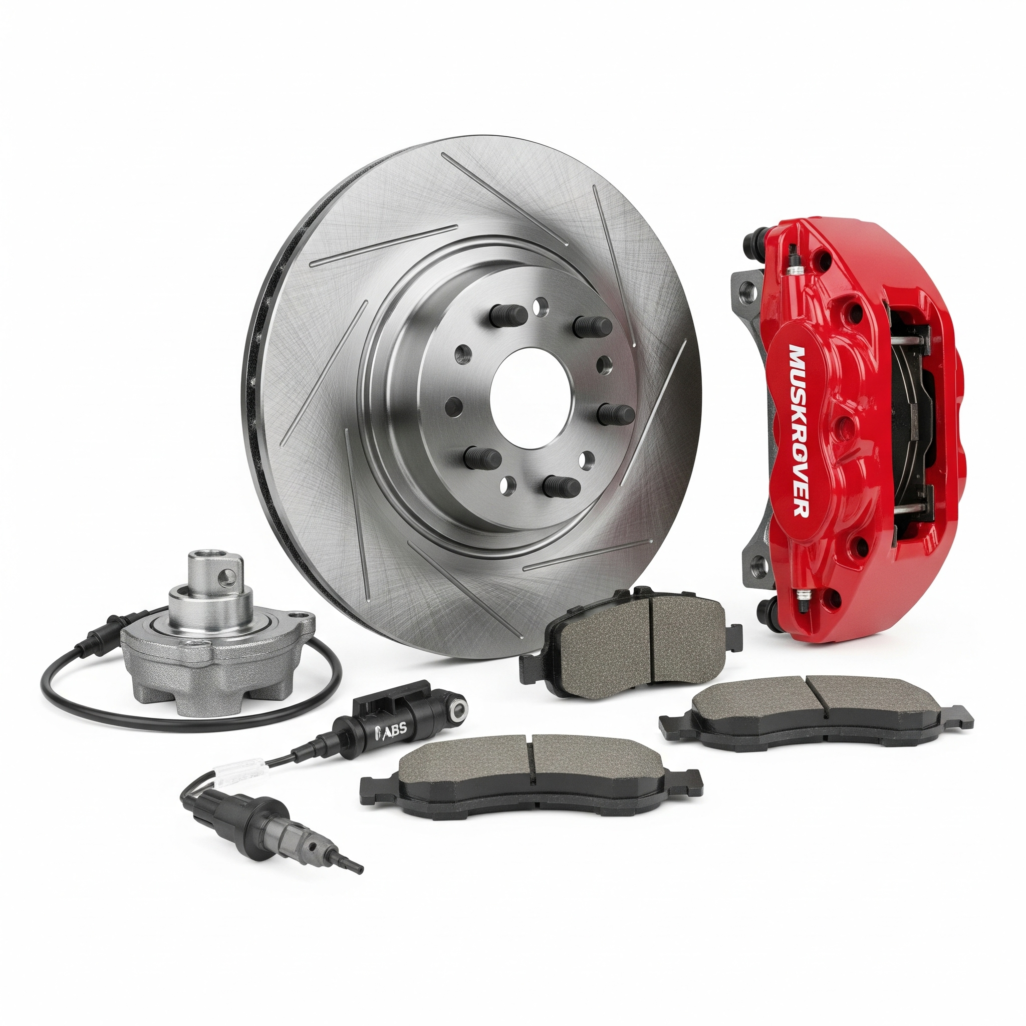 Professional mechanic installing brake pads showing brake caliper and rotor